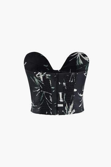 Printed Strapless Bustier Top
