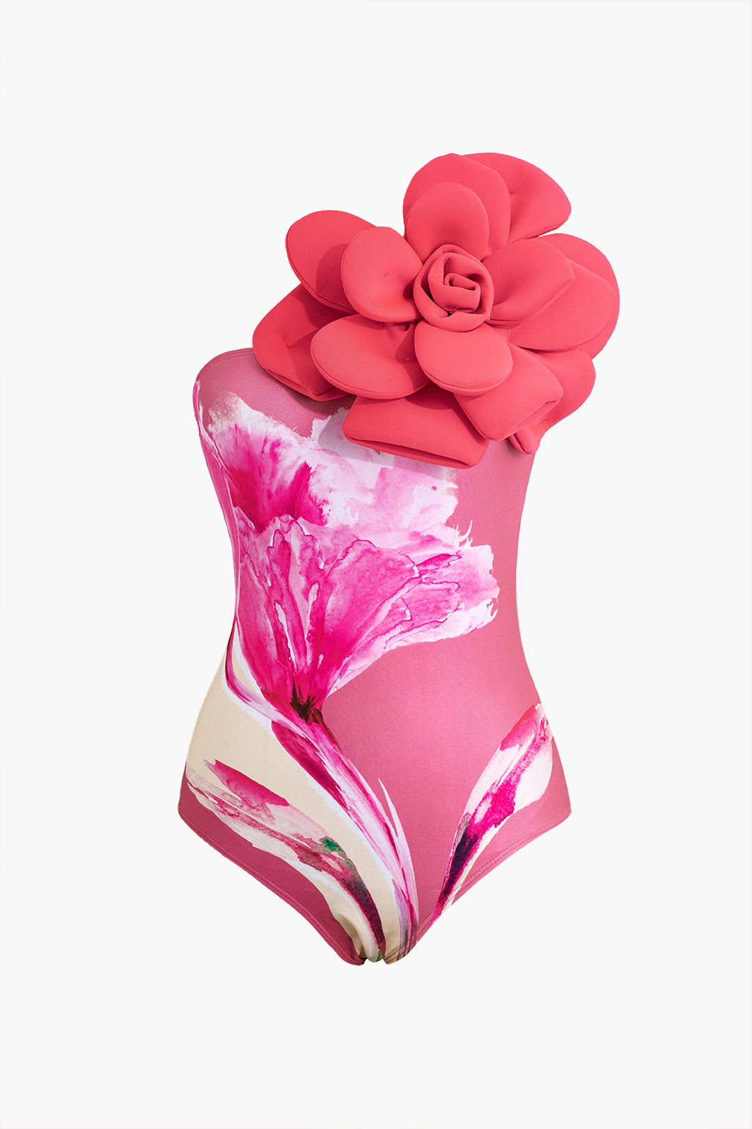 3D Flower Tummy Control One-Piece Swimsuit