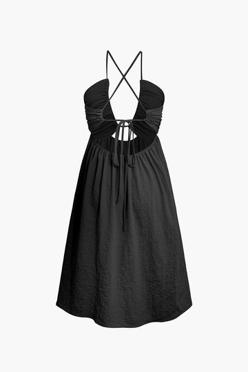 Backless V-neck Slit Midi Dress