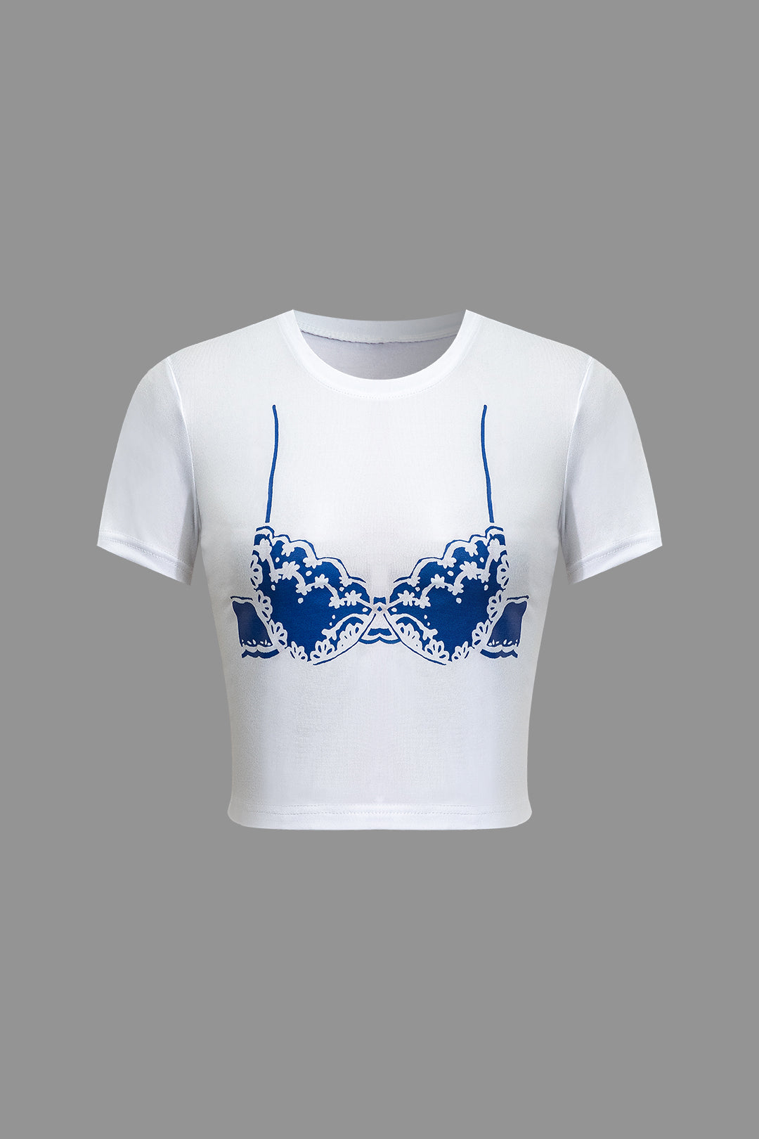 Bra Pattern Print Crop T-shirt