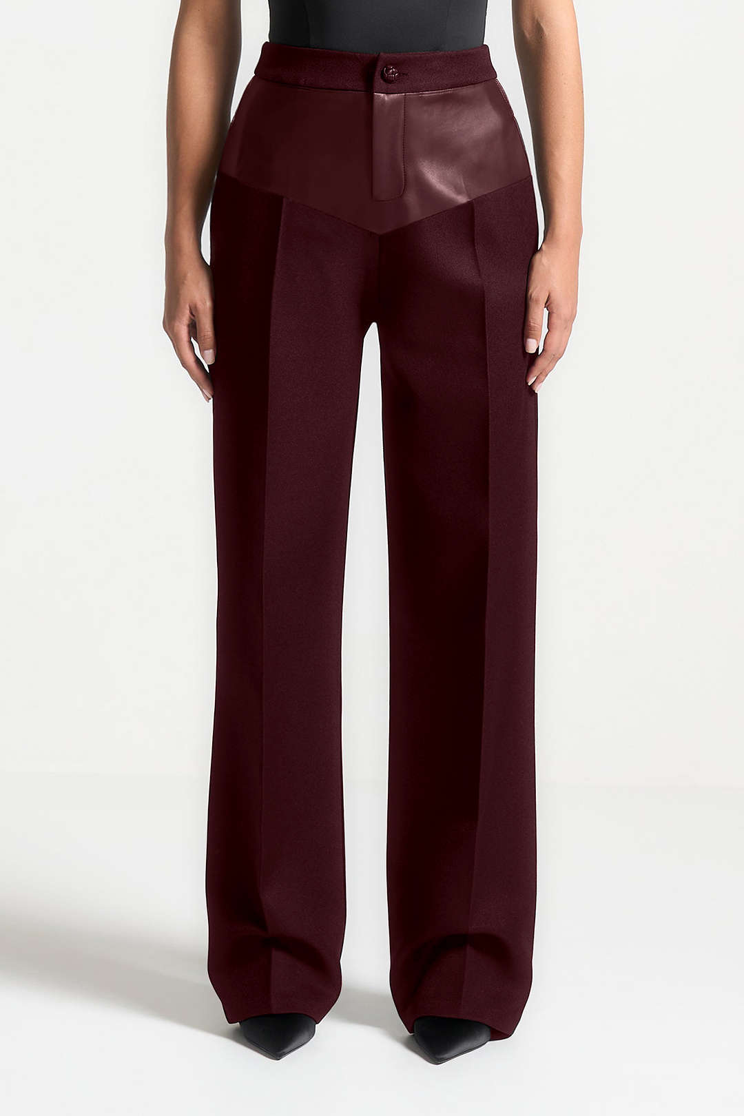 Faux Leather Patchwork Trousers