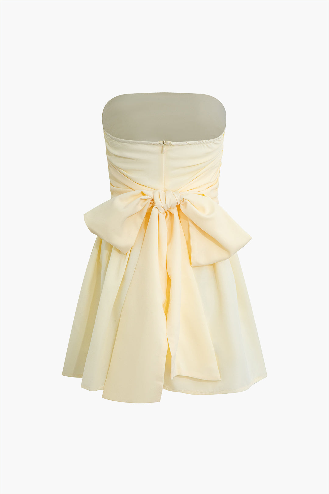 Bow Strapless Pleated Mini Dress