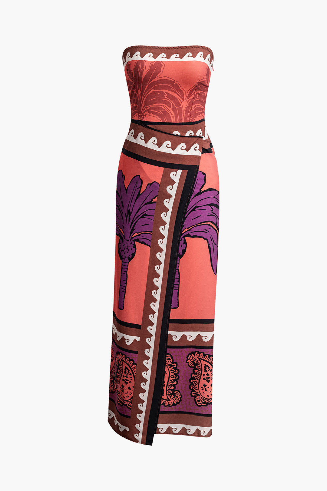 Tribal Print Strapless Maxi Dress