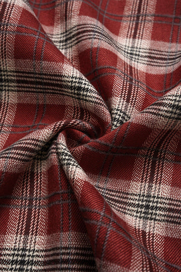 Plus Size Plaid Print Faux Leather Zipper Patchwork Skirt