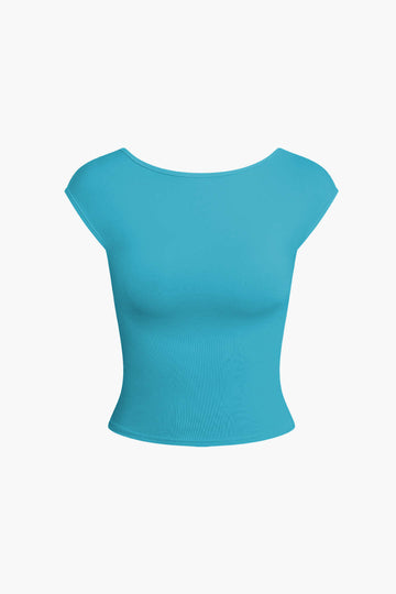 Backless Round Neck T-shirt