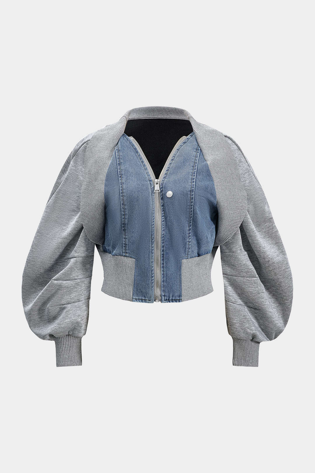 Patchwork Zipper Denim Outerwear Jacket