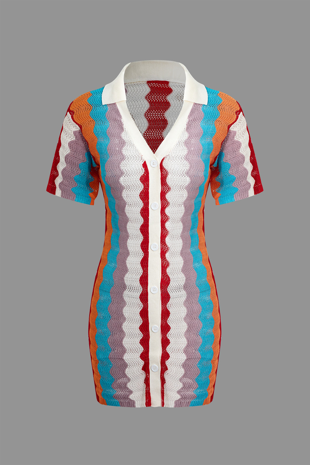 Contrast Wavy Stripe Knit Dress