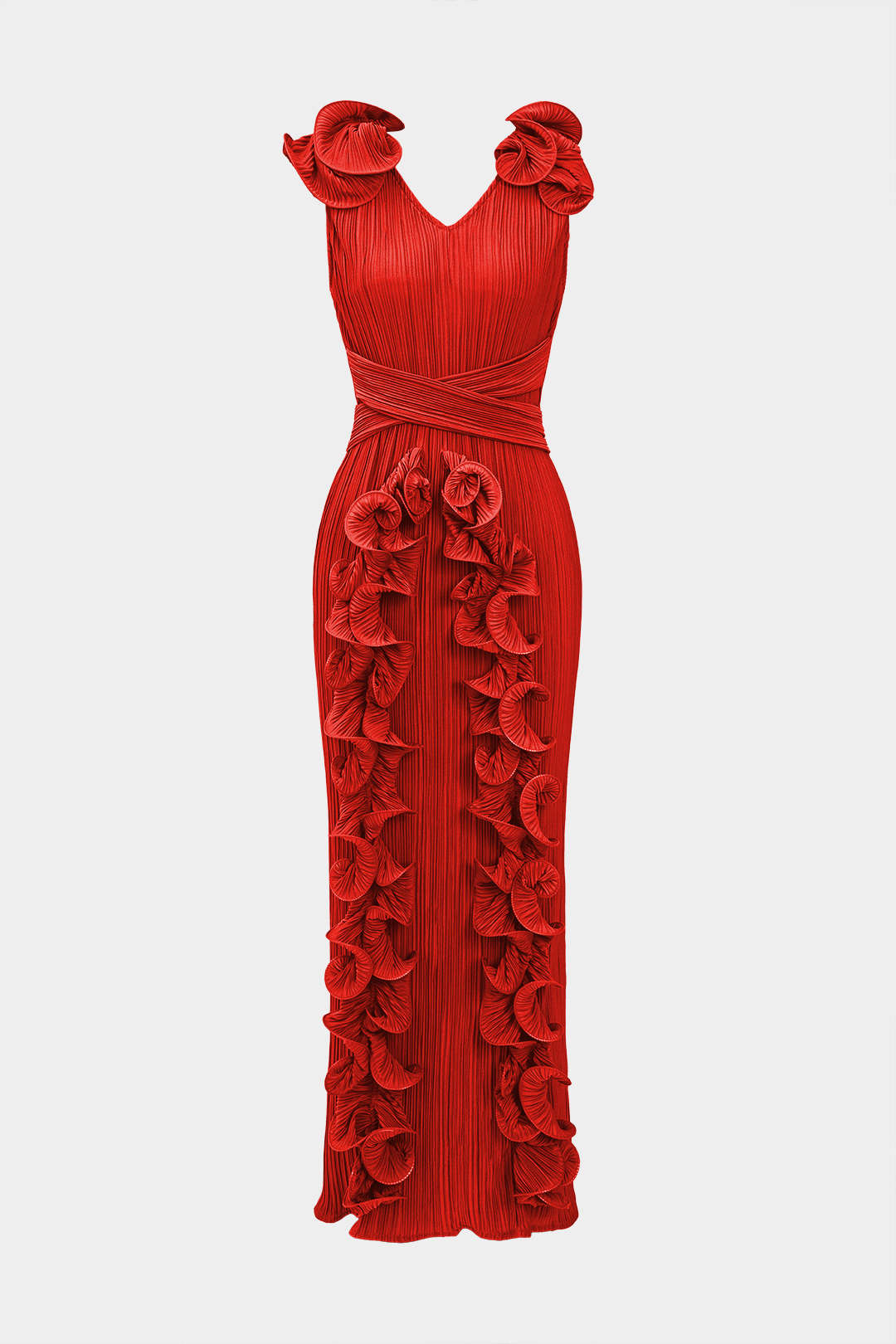 3D fjuri V-neck Midi dress