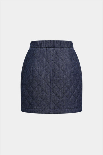 Denim Zipper Stitching Asymmetrical Skirt