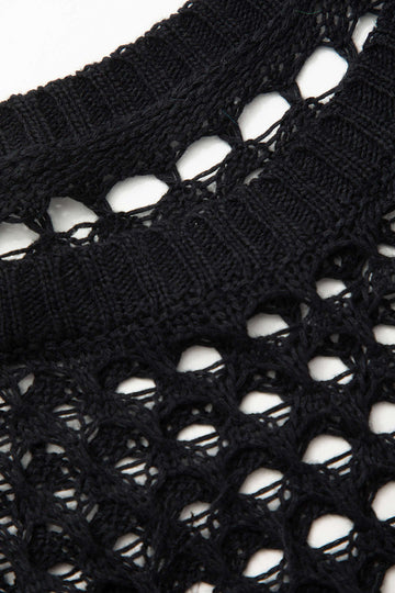Cut Out Open Knit Fringe Cuff Maxi Dress