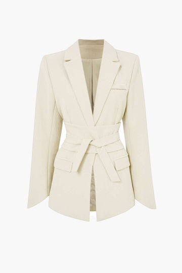 Βασικό συμπαγές πλέγμα belted blazer