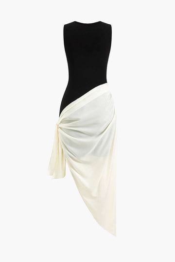 Tie Knot Ruched Sleeveless Maxi Dress