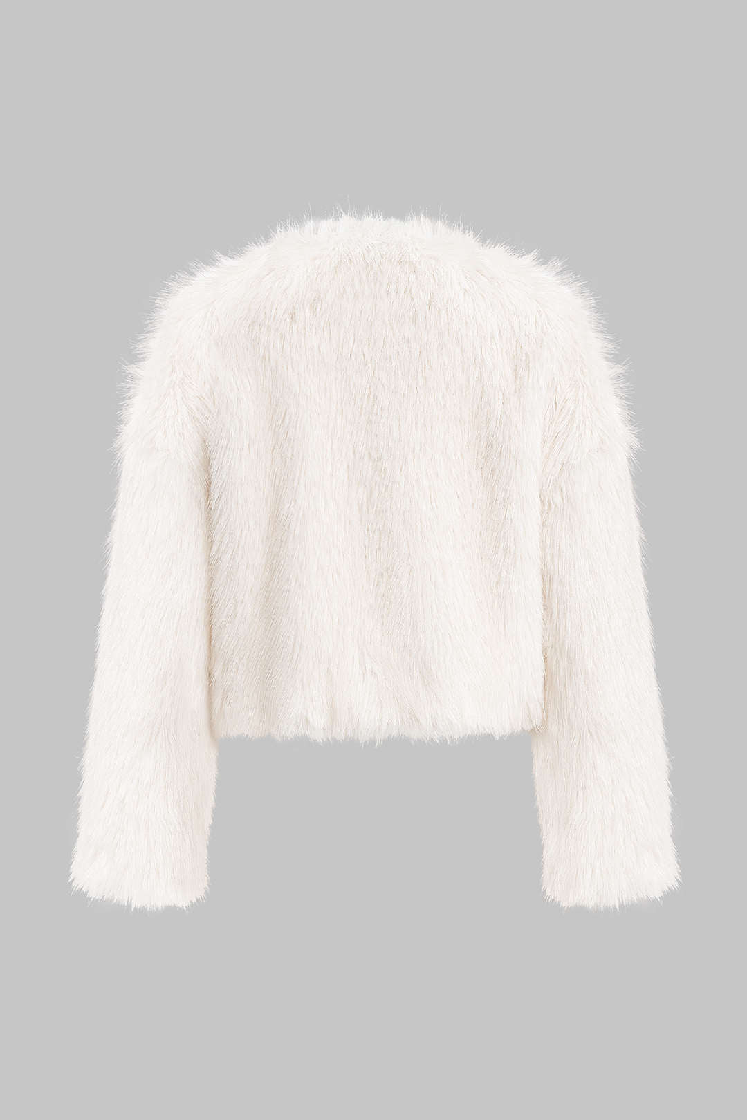Faux Fur Round Neck Cropped Coat
