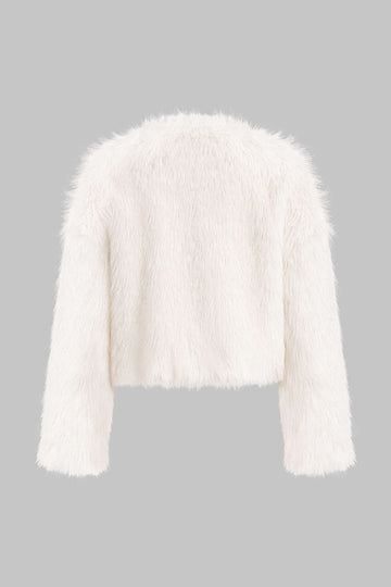Faux Fur Round Neck Cropped Coat