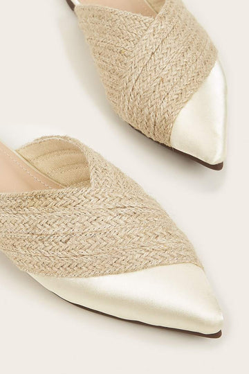 Woven Patchwork Pointed Toe Flat Sandals