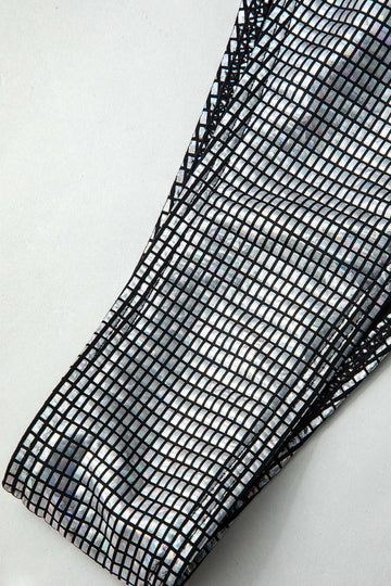 Metallic Grid Back Tie Halter Bikini Set