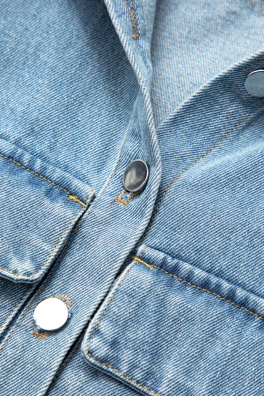 Asymmetric Button Up Flap Pocket Crop Denim Vest