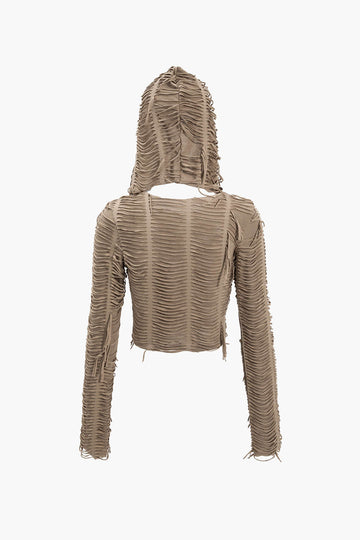 Solidi Fringe-kmiem twal Hooded Top