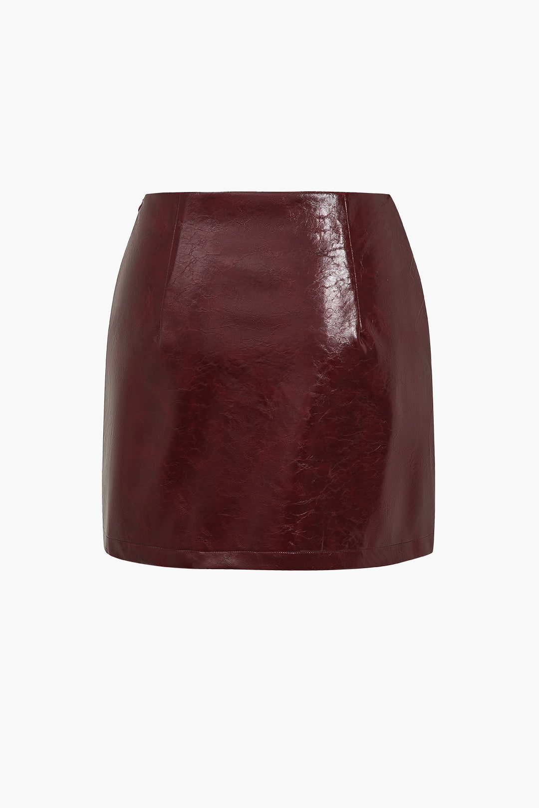 Solid Pu Button Asymmetrical Skirt