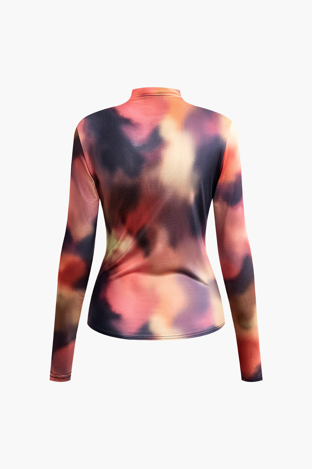 Tie Dye Mock Neck Ruched Top