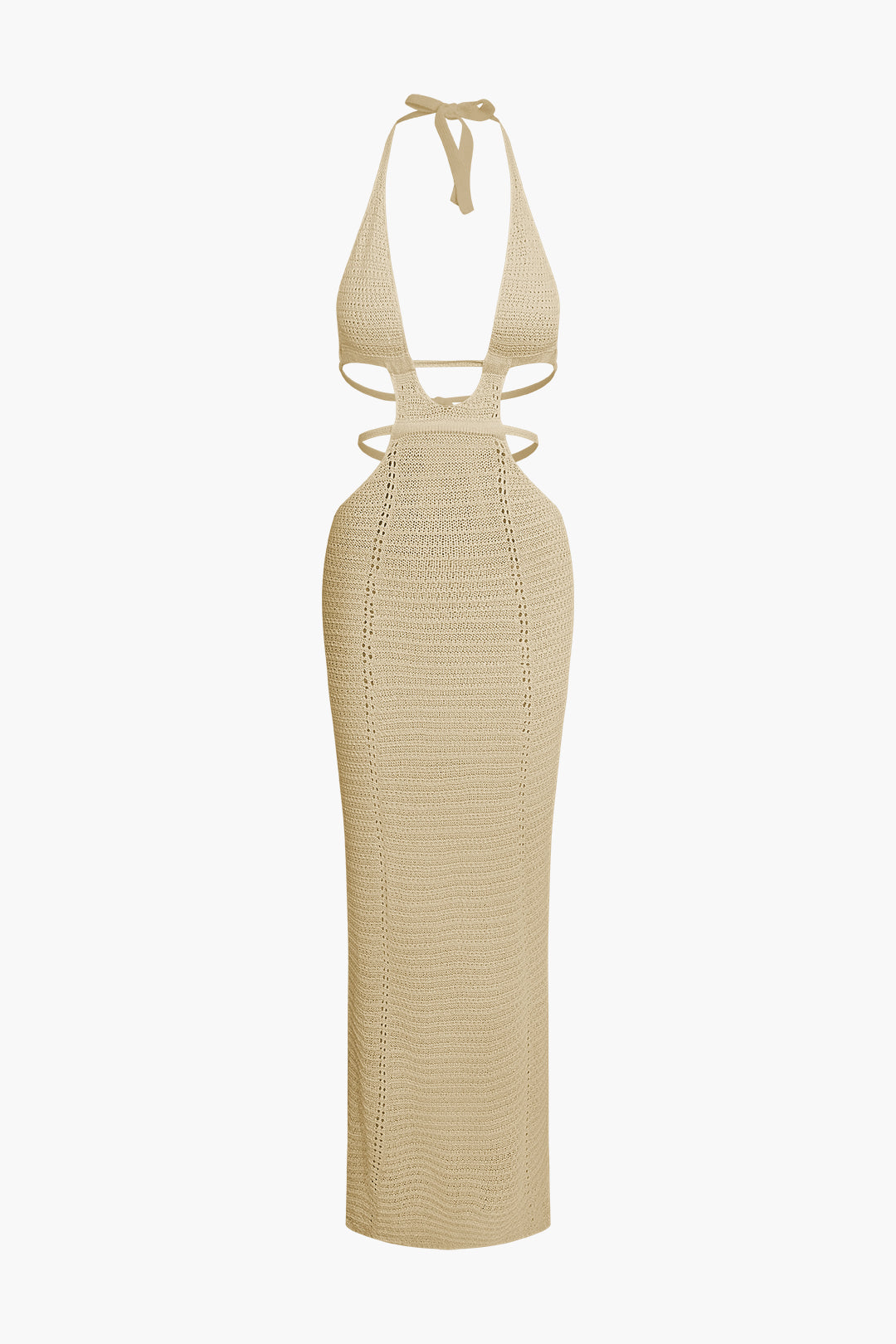 Cut Out Halter Backless Knit Maxi Dress