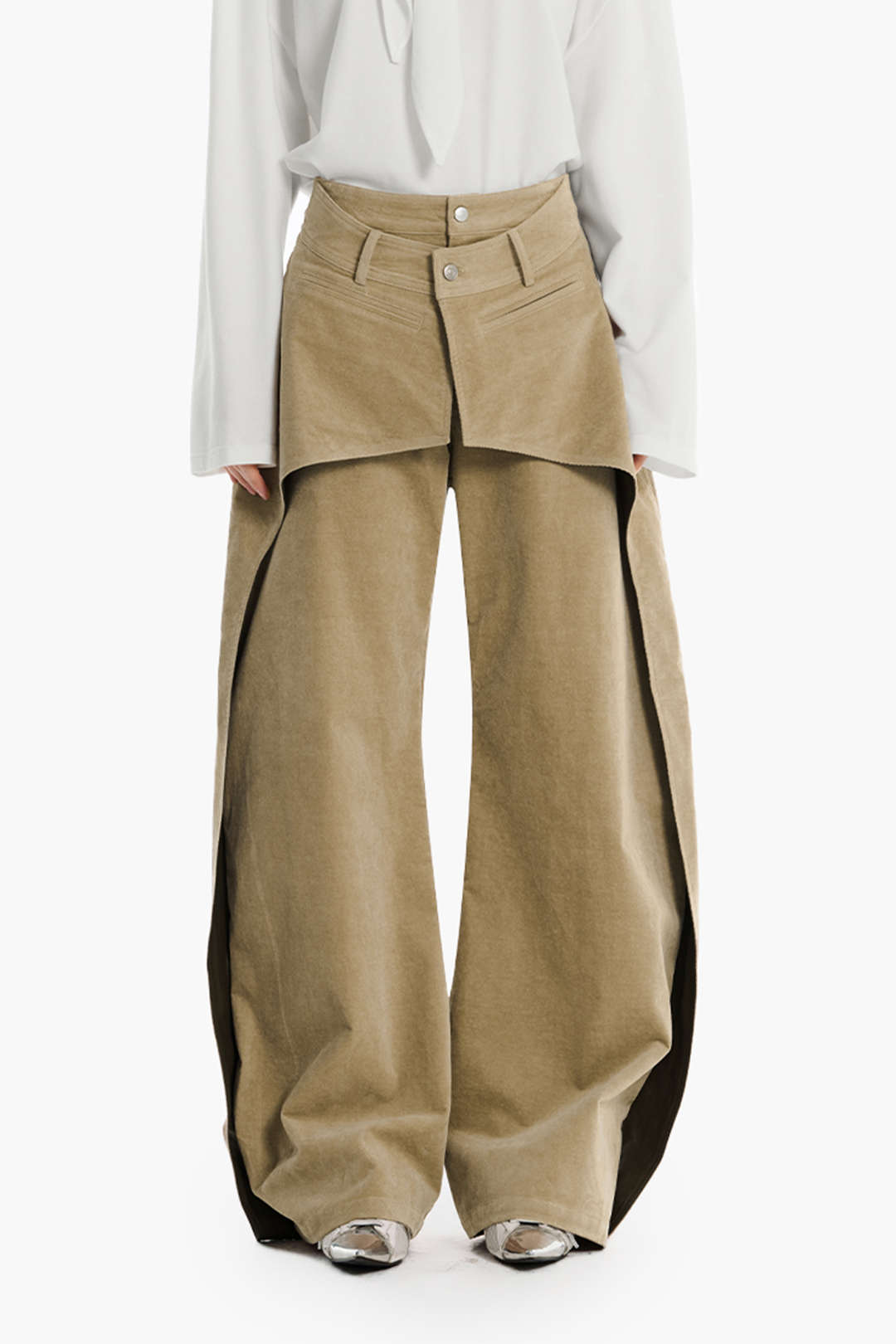 Double Waistband Cut Out Pocket Trousers