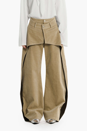 Double Waistband Cut Out Pocket Trousers