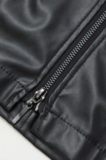 Faux Leather Multi Zipper Mini Skirt