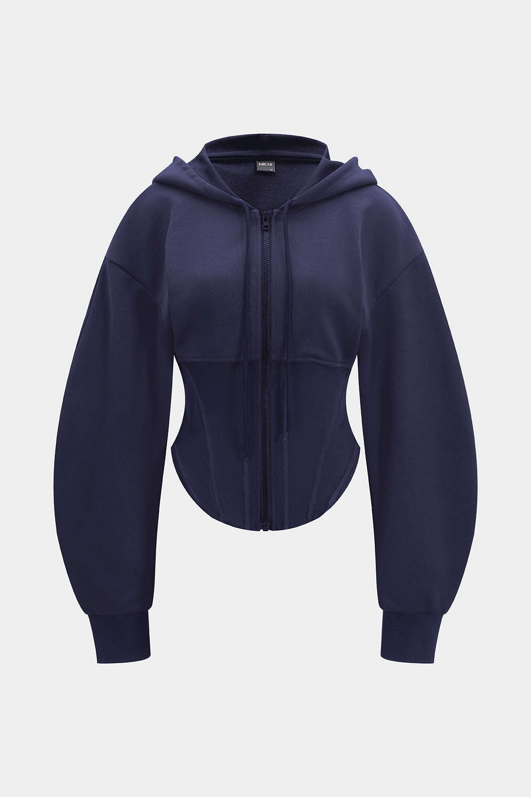 Zipper Drawstring Corset Hoodie