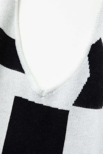 Colorblock V-neck Halter Tie Knit Mini Dress
