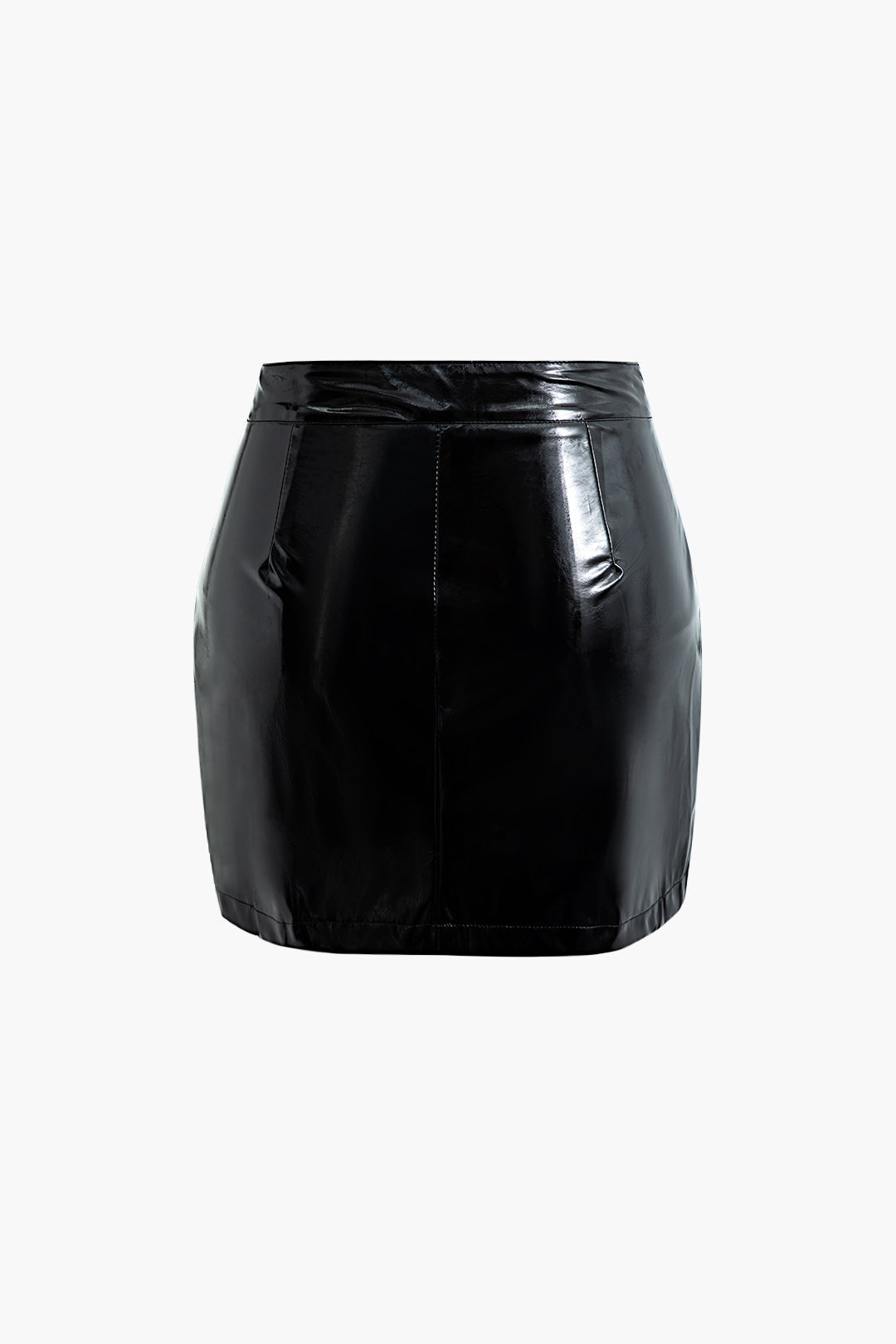 High Waist Faux Patent Leather Mini Skirt