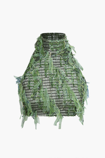 Fringe Embellished Backless Top And Skirt Set