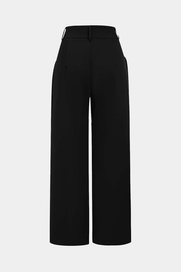 Solid Wide Leg Pocket Trousers