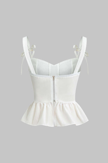 Bow-Tie Straps Peplum Corset Top