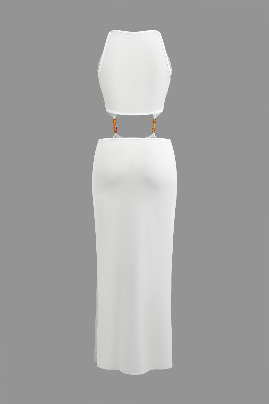 Cutout Tank Maxi Dress With Bead Accents