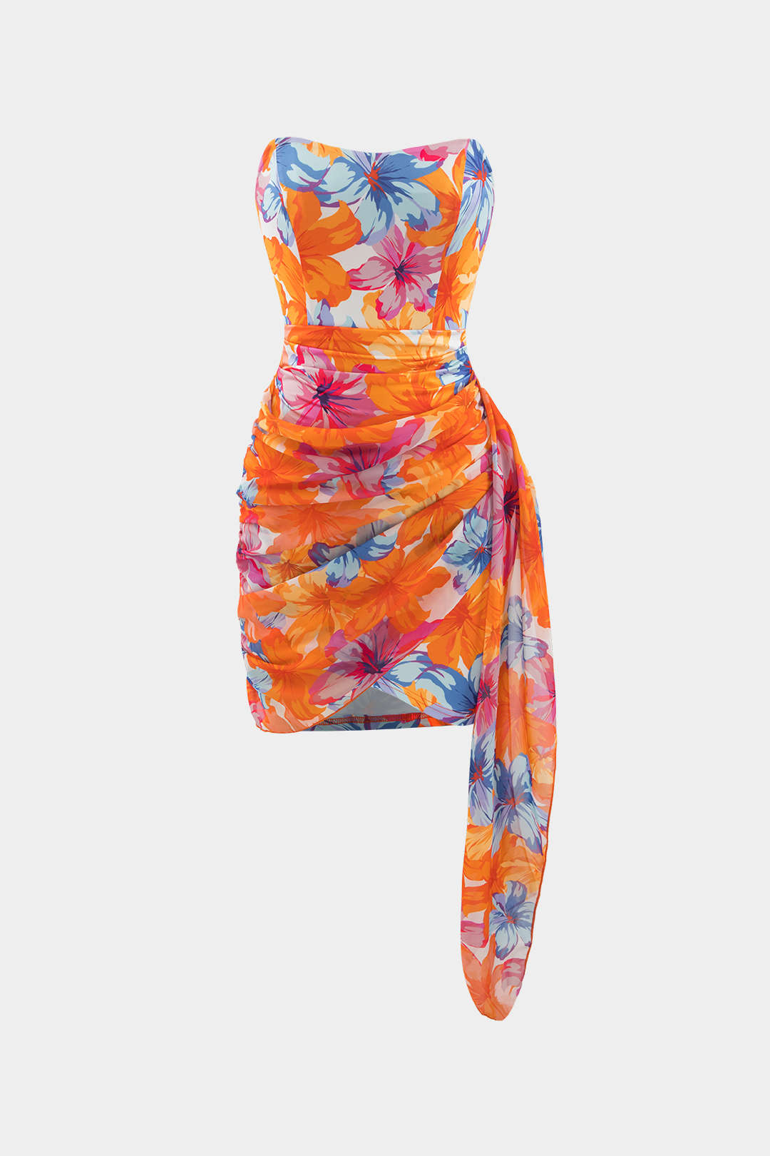 Print Floral Wrap bast sans bretelles Robe