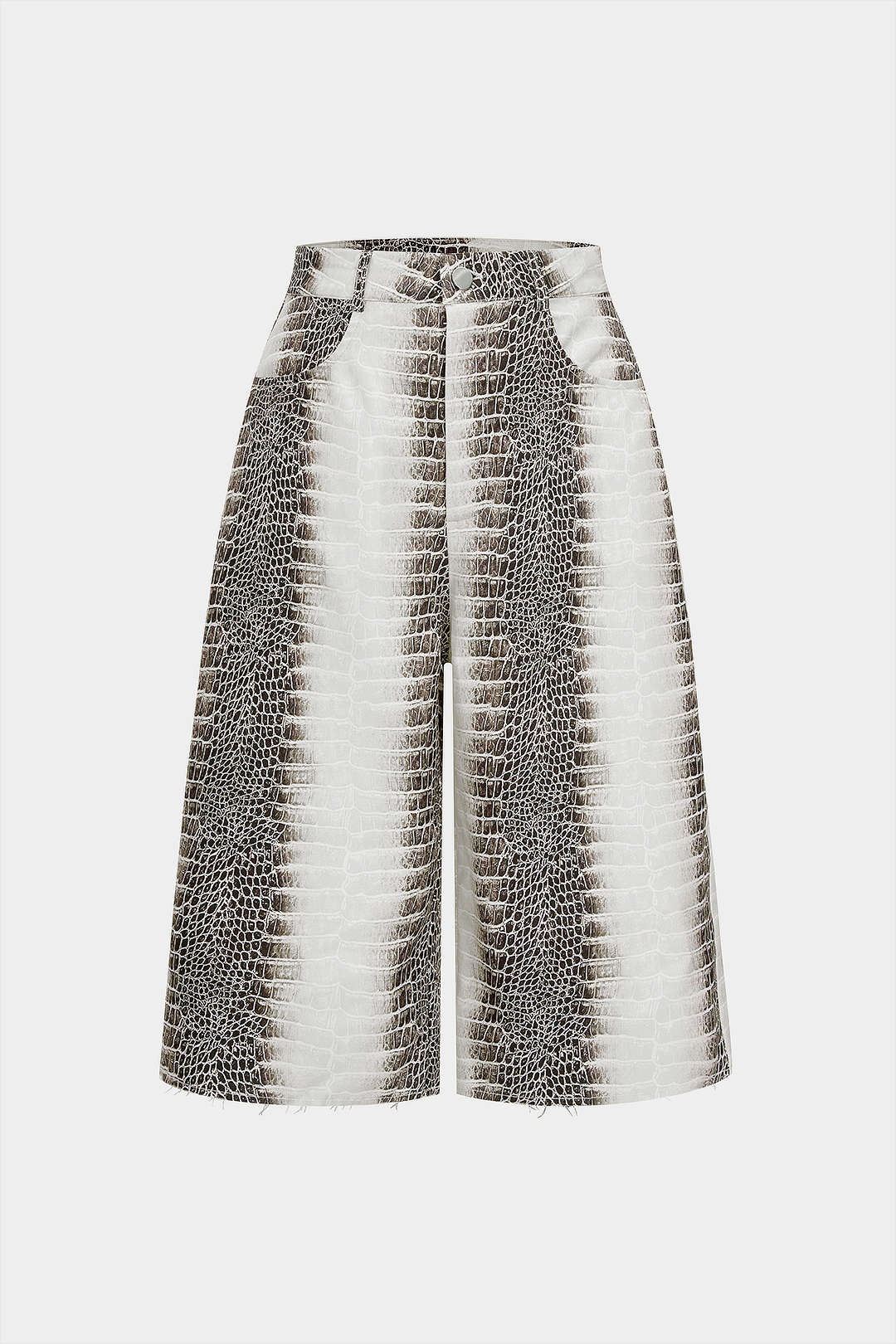 Snake Skin Print Straight Leg Shorts