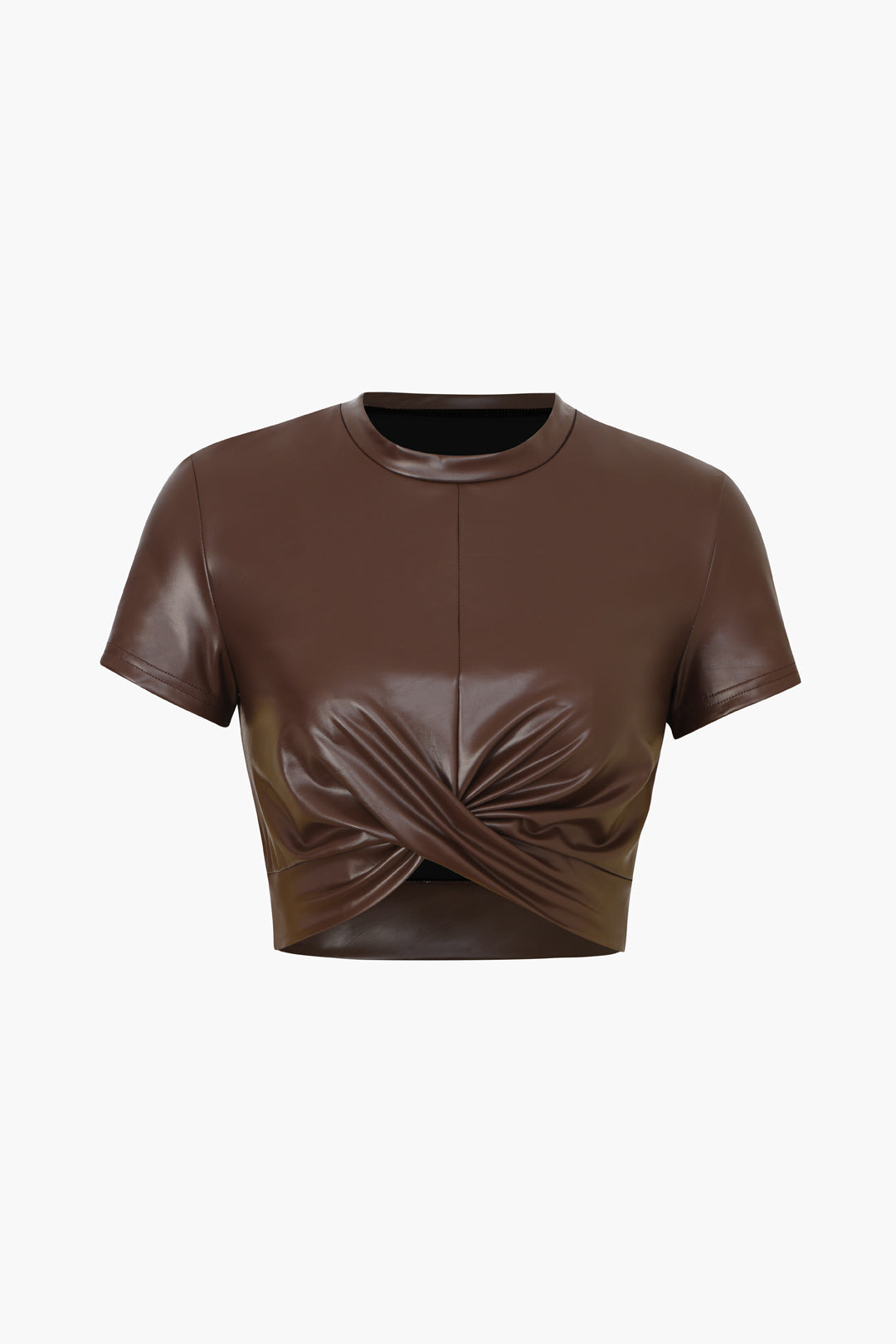 Basic Faux Leather Cropped Tee