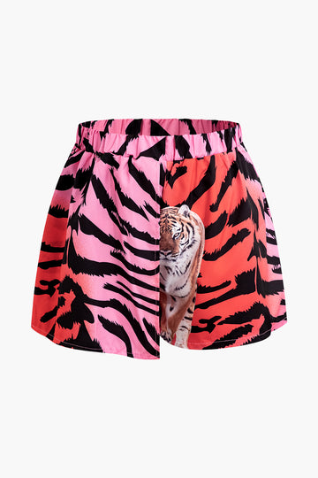 Tiger Print Shirt and Shorts Set