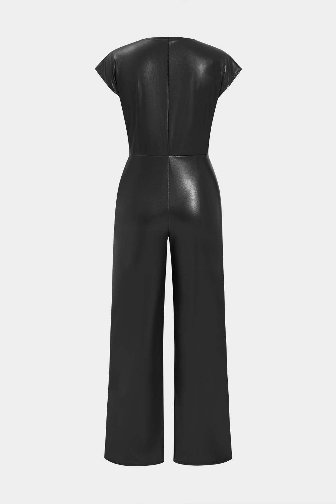 Faux δερμάτινο κουμπί jumpsuit