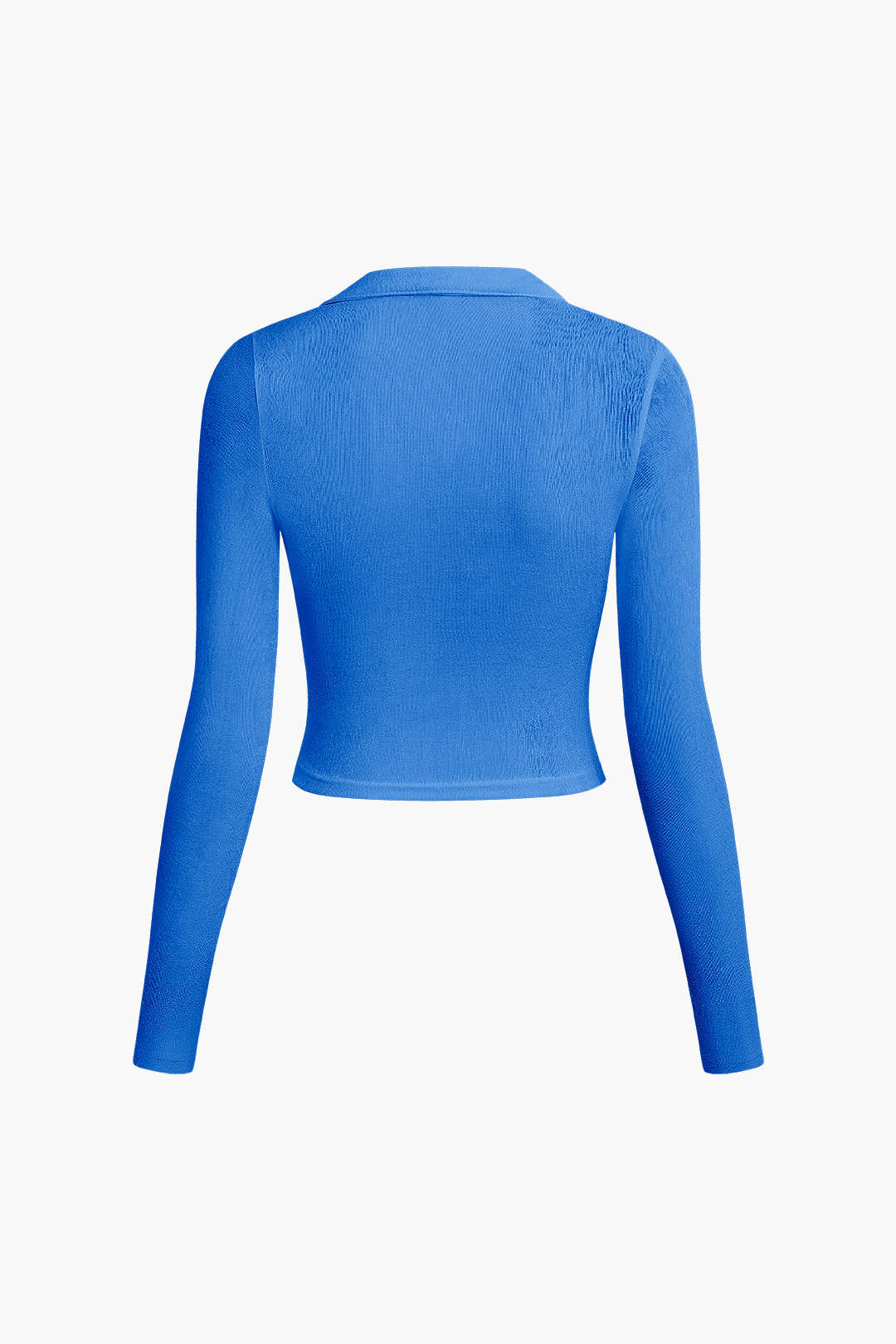 Collared Polo Neck Ruched Long-Sleeve Top