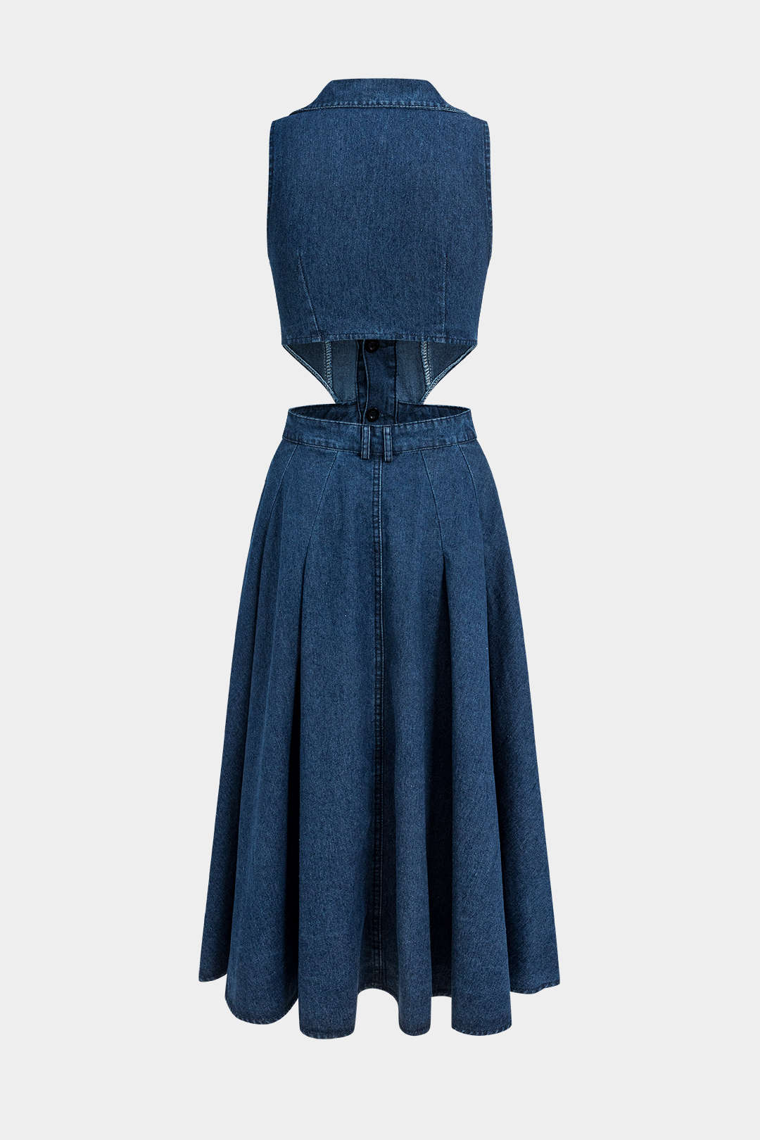 Denim -Knopfausschnitt Kleid