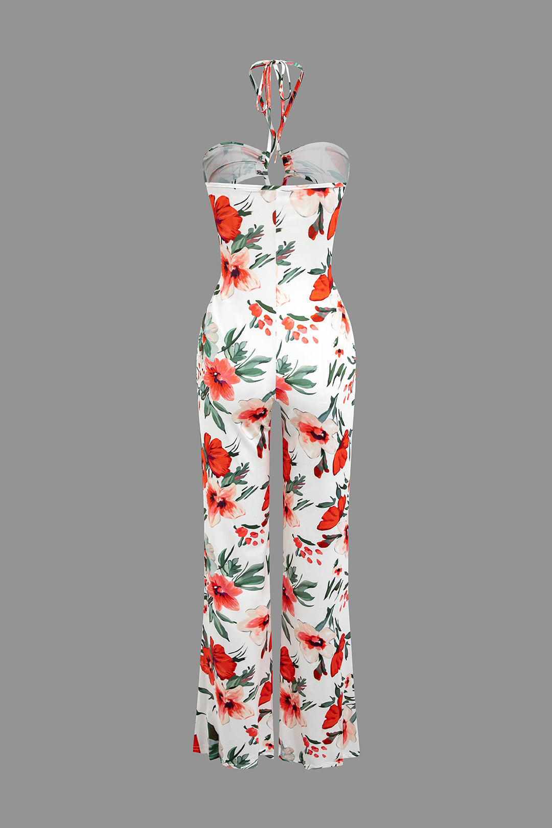 Floral Print Cut-Out Ruched Jumpsuit