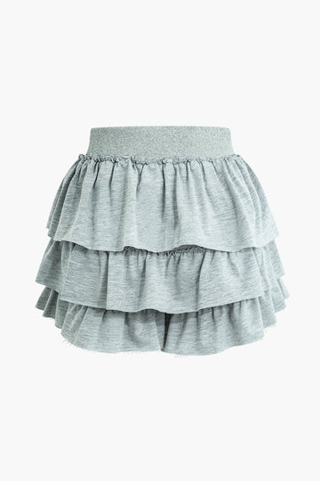 Layer Pleated Mini Skirt