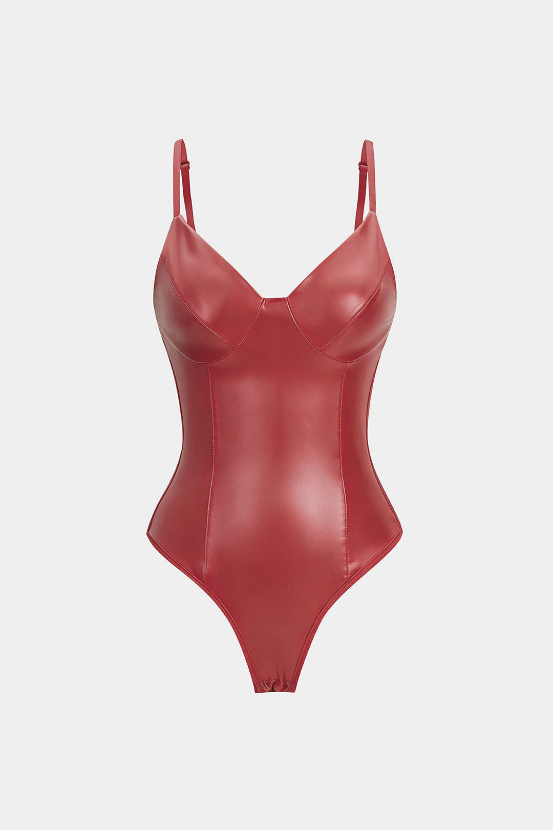 Faux Leather Patchwork Slip Sleeveless Bodysuit