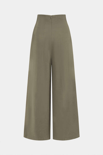 Pleated Asymmetrical Wide Leg Trousers