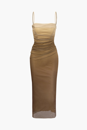 Mesh Ruched Cami Maxi Dress Micas Mesh Ruched Cami Maxi Dress Micas