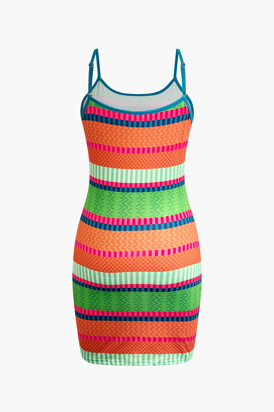 Multicolor Pattern Stripe Bodycon Slip Mini Dress