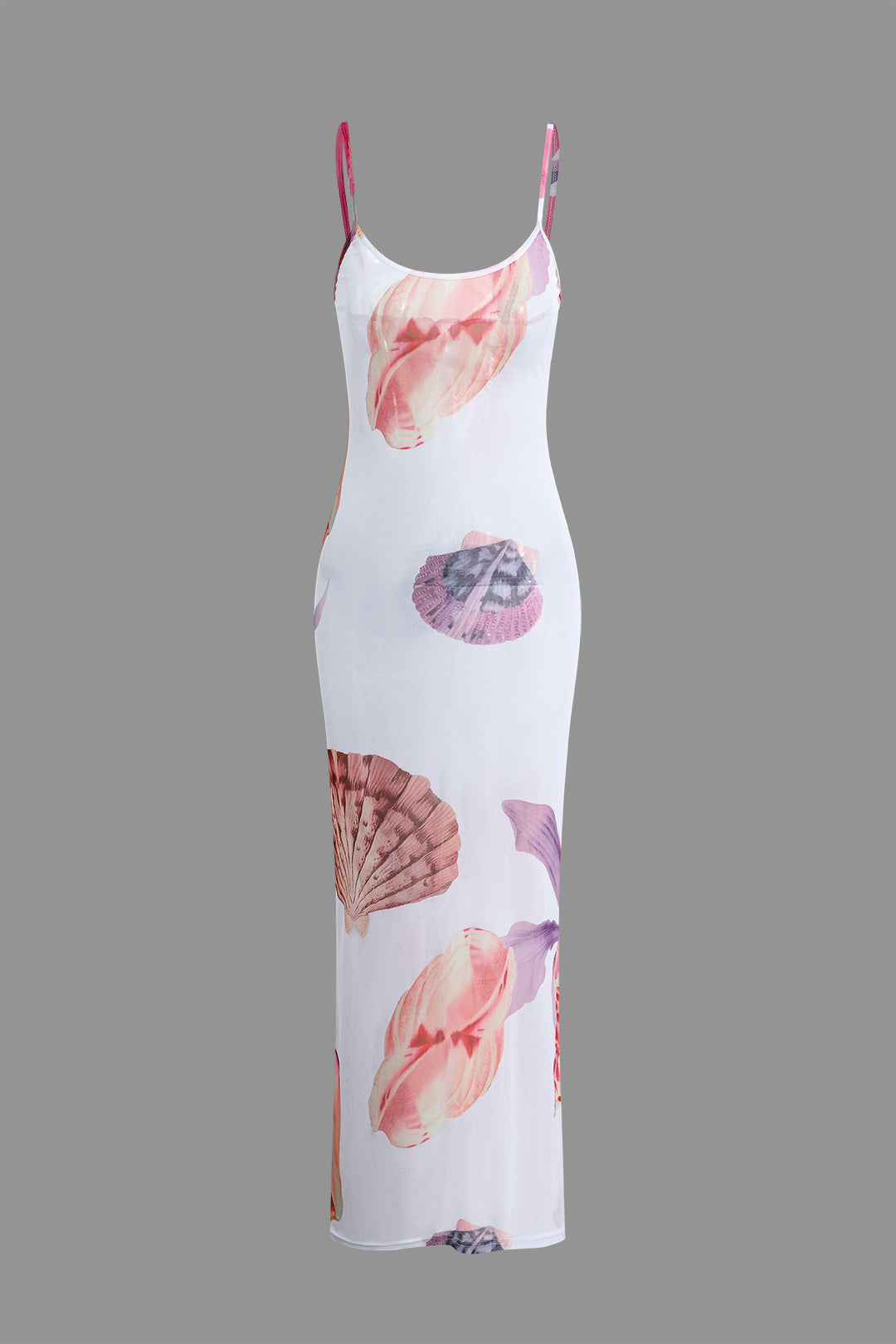 Shell Print Mesh Cami Maxi Dress