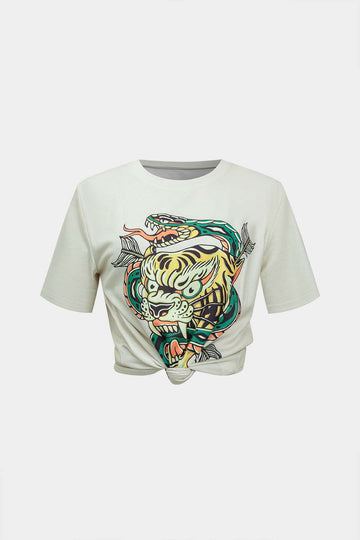 T-shirt tal-istampar Chinoiserie